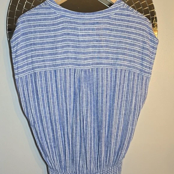 Rails Angelina Linen Rayon Cascade Pin Striped Smocked Waist Mini Dress NWOT - Picture 13 of 16
